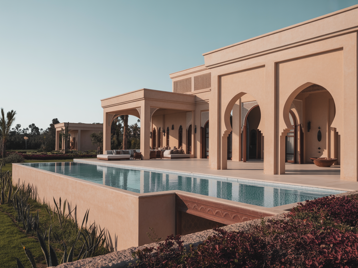 Luxury Moroccan villa with infinity pool and landscaped gardens